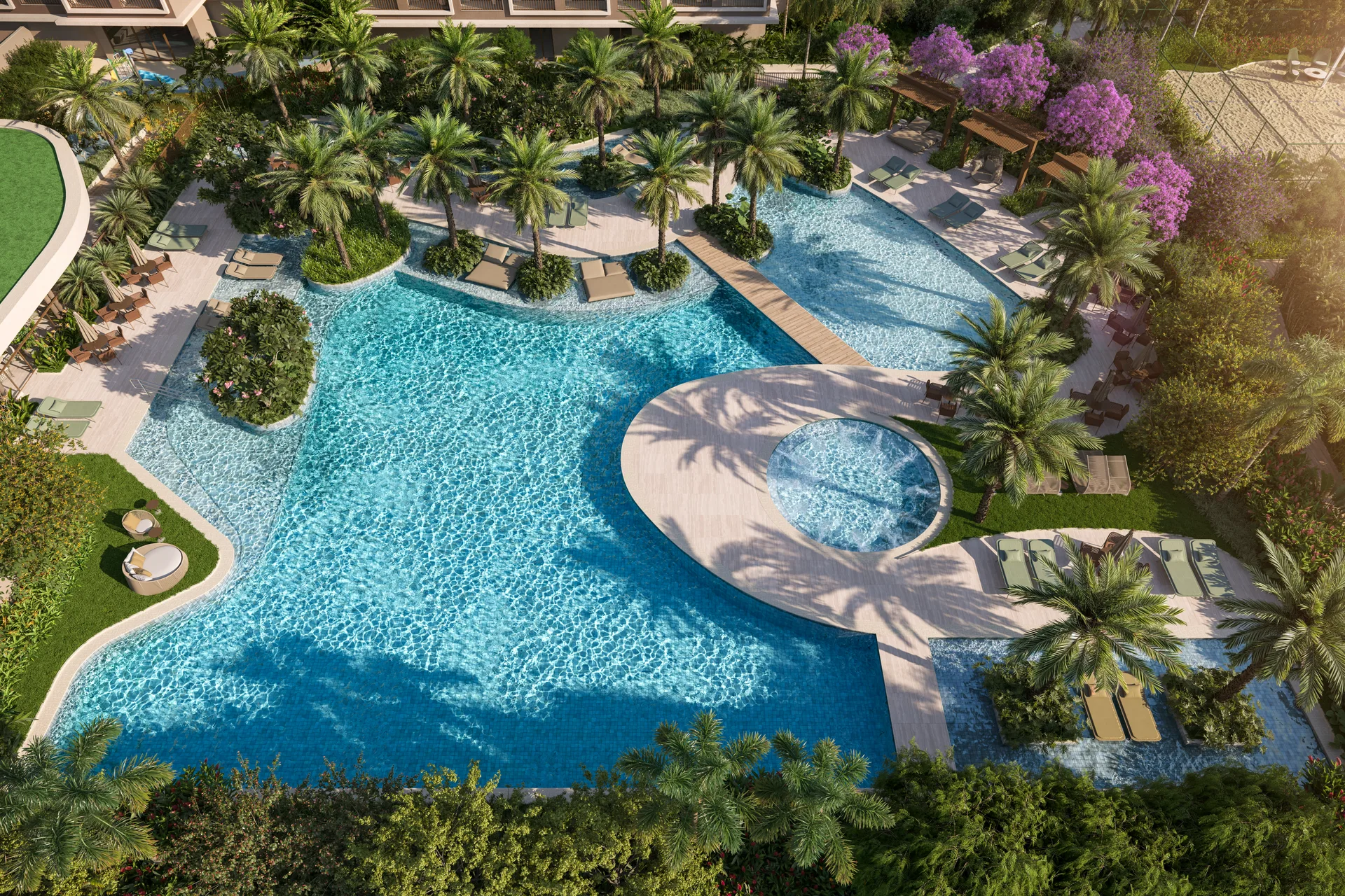Área de piscinas — 680 m²